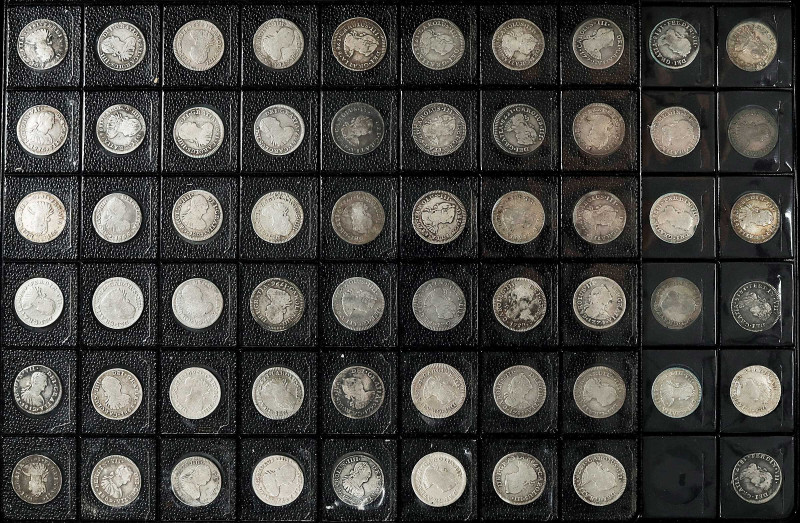 MEXICO. Group of 1/2 Reales (59 Pieces), 1772-1821. Mexico City Mint. Average Gr...