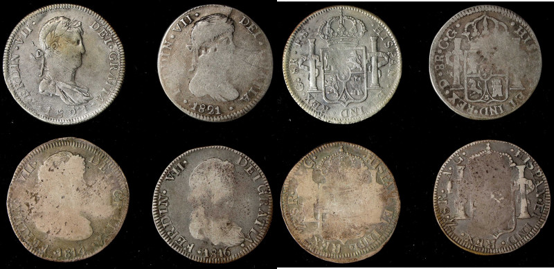 MEXICO. War of Independence. Mixed Date and Mint 8 Reales (4 pieces), 1814-21. G...