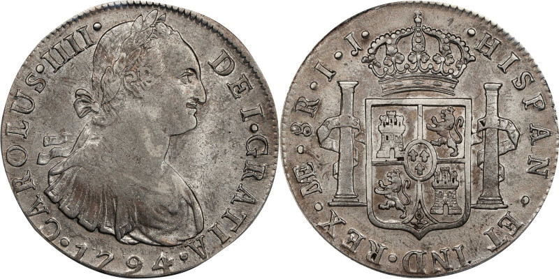 PERU. 8 Reales, 1794-LIMA IJ. Lima Mint. Charles IV. PCGS EF-45.
KM-97; Cal-910...