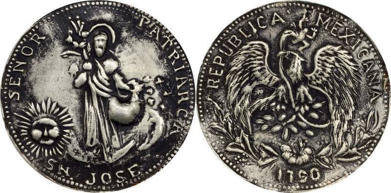 PHILIPPINES. St. Joseph Standing with Sack "Anting-Anting" Silver Medal, ND. PCG...