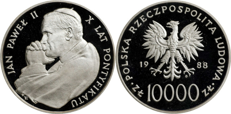 POLAND. 10000 Zlotych, 1988-MW. Warsaw Mint. PCGS PROOF-69 Deep Cameo.
KM-Y-177...