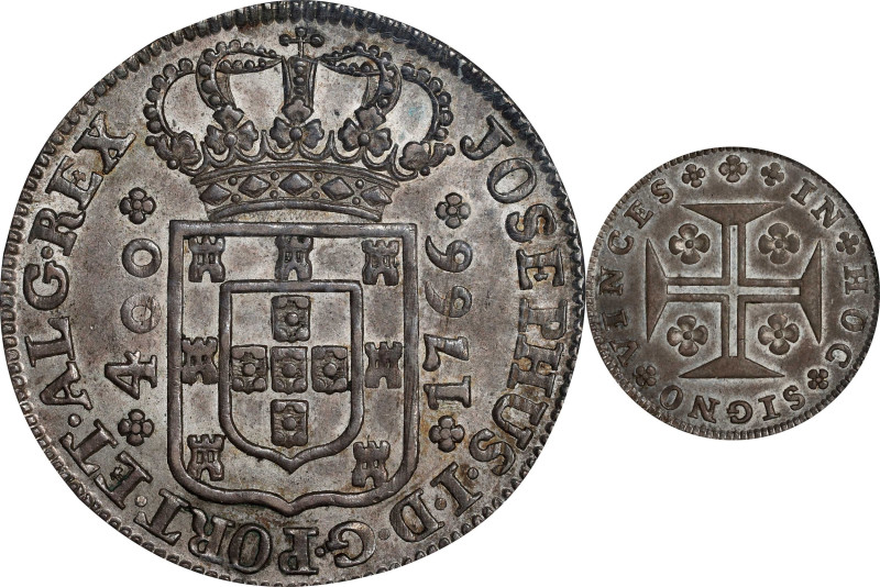 PORTUGAL. 400 Reis, 1766. Lisbon Mint. Jose I. PCGS AU-58.
KM-255.1.

Estimat...