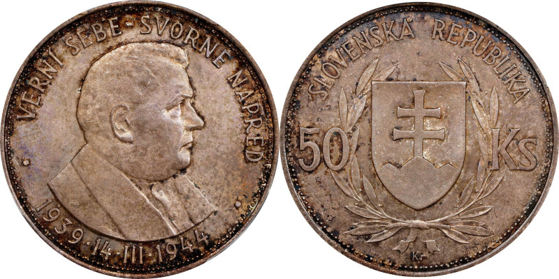 SLOVAKIA. 50 Korun, 1944. PCGS MS-63.
KM-10.

Estimate: $30.00- $50.00