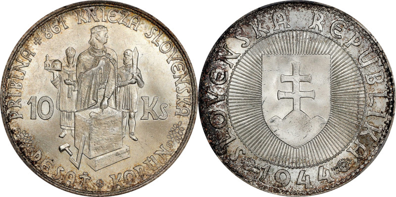 SLOVAKIA. 10 Korun, 1944. PCGS MS-65.
KM-9.2.

Estimate: $20.00- $40.00