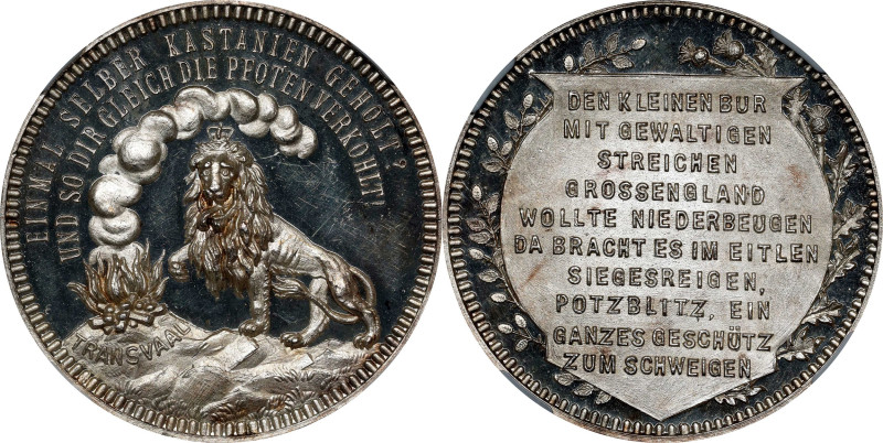 SOUTH AFRICA. Victory of the Boars at Transvaal Silver Medal, ND (1881). NGC PRO...