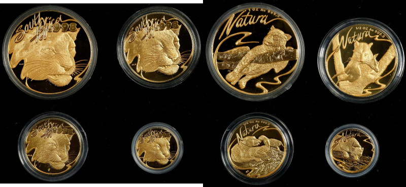 SOUTH AFRICA. Gold Natura Prestige Set (4 Pieces), 1998. Natura Series: Leopard....