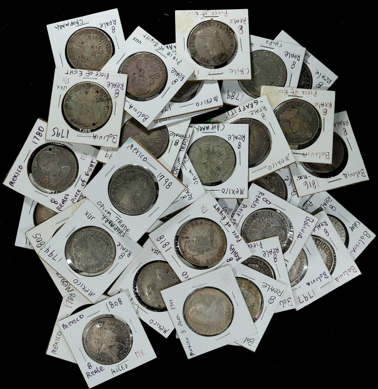 SPANISH COLONIAL. Mixed Date and Mint Bust 8 Reales (38 pieces), 1774-1825. Grad...