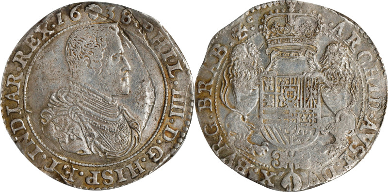 SPANISH NETHERLANDS. Brabant. Ducaton, 1638. Brussels Mint. Philip IV. PCGS Genu...