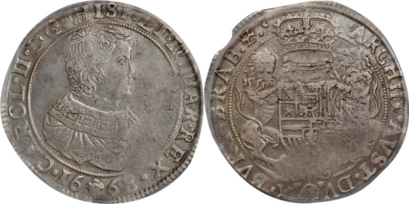 SPANISH NETHERLANDS. Brabant. Ducaton, 1668. Brussels Mint. Charles II. PCGS Gen...