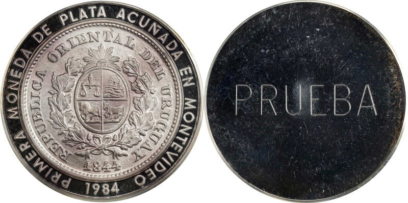 URUGUAY. Silver 20000 Nuevos Pesos Prueba (Pattern), 1984. PCGS SPECIMEN-66.
KM...