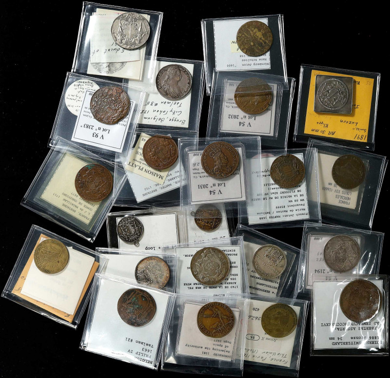 MIXED LOTS. Western Europe: France & Lowlands. Group of Jetons & Medals (22 Piec...