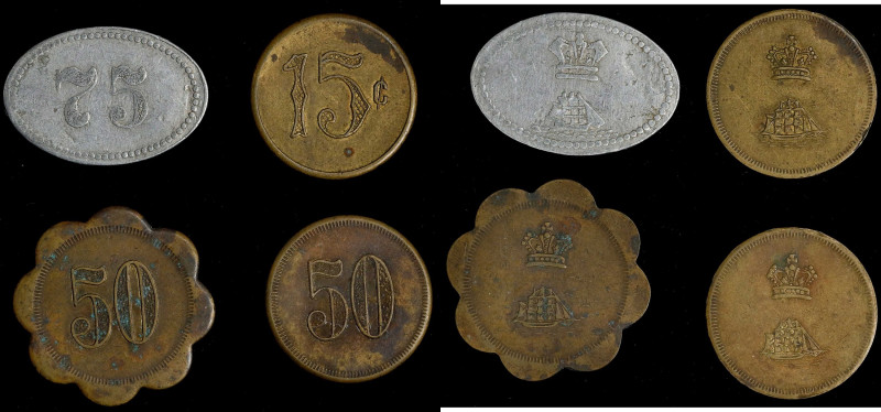 MIXED LOTS. Quartet of Tokens of Unknown Origin (4 Pieces), ND (ca. 19th Century...