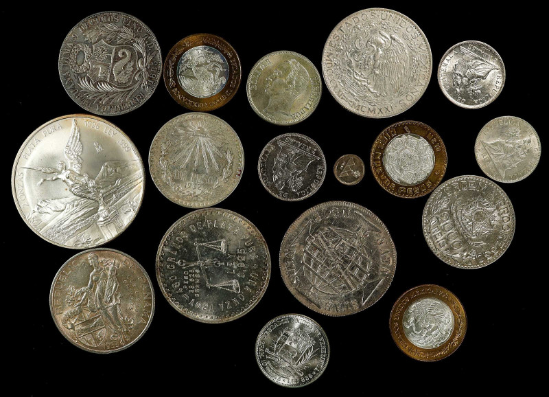 MIXED LOTS. Group of Mixed Silver Latin American Issues (17 Pieces), 1817-1997. ...