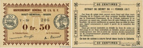 Country : FRENCH WEST AFRICA (1895-1958) 
Face Value : 50 Centimes 
Date : 11 février 1917 
Period/Province/Bank : Gouvernement Général de l'A.O.F. 
D...