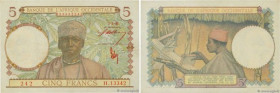 Country : FRENCH WEST AFRICA (1895-1958) 
Face Value : 5 Francs 
Date : 02 mars 1943 
Period/Province/Bank : Banque de l'Afrique Occidentale 
Catalogu...