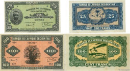 Country : FRENCH WEST AFRICA (1895-1958) 
Face Value : 25 et 100 Francs Lot 
Date : 14 décembre 1942 
Period/Province/Bank : Banque de l'Afrique Occid...