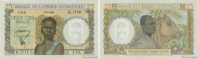 Country : FRENCH WEST AFRICA (1895-1958) 
Face Value : 25 Francs 
Date : 17 août 1943 
Period/Province/Bank : Banque de l'Afrique Occidentale 
Catalog...