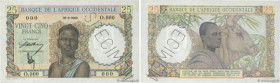 Country : FRENCH WEST AFRICA (1895-1958) 
Face Value : 25 Francs Spécimen 
Date : (1943) 
Period/Province/Bank : Banque de l'Afrique Occidentale 
Cata...