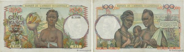 Country : FRENCH WEST AFRICA (1895-1958) 
Face Value : 100 Francs 
Date : 06 jan...