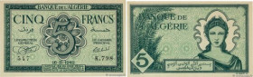 Country : ALGERIA 
Face Value : 5 Francs 
Date : 16 novembre 1942 
Period/Province/Bank : Institut d'Émission d'Outre-Mer 
Catalogue reference : P.91 ...