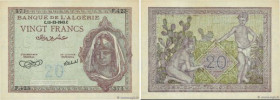 Country : ALGERIA 
Face Value : 20 Francs 
Date : 11 décembre 1943 
Period/Province/Bank : Banque de l'Algérie 
Catalogue reference : P.92a 
Additiona...