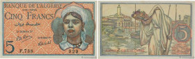 Country : ALGERIA 
Face Value : 5 Francs 
Date : 02 octobre 1944 
Period/Province/Bank : Banque de l'Algérie 
Catalogue reference : P.94b 
Additional ...
