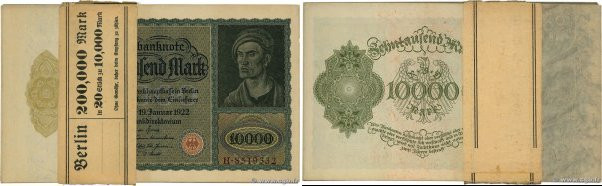 Country : GERMANY 
Face Value : 10000 Mark Consécutifs 
Date : 19 janvier 1922 
...
