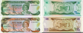 Country : BELIZE 
Face Value : 1 et 20 Dollars Lot 
Date : 01 janvier 1987 
Period/Province/Bank : Central Bank of Belize 
Catalogue reference : P.46c...