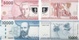 Country : CHILE 
Face Value : 5000 et 10000 Pesos Lot 
Date : 2009 
Period/Province/Bank : Banco Central de Chile 
Catalogue reference : P.163a et P.1...