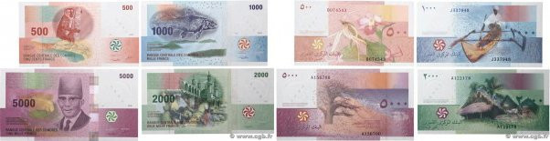 Country : COMOROS 
Face Value : 500, 1000, 2000 et 5000 Francs Lot 
Date : (2005...