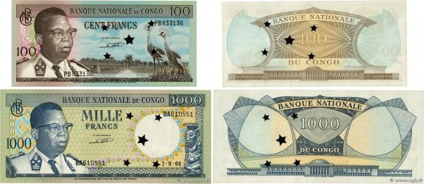 Country : CONGO REPUBLIC 
Face Value : 100 et 1000 Francs Annulé 
Date : 01 août...