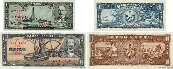 Country : CUBA 
Face Value : 1 et 10 Pesos Lot 
Date : (1956-1960) 
Period/Provi...