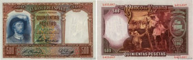 Country : SPAIN 
Face Value : 500 Pesetas 
Date : 25 avril 1931 
Period/Province/Bank : Banco de Espana 
Catalogue reference : P.84 
Alphabet - signat...