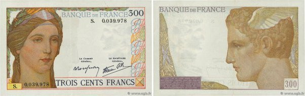 Country : FRANCE 
Face Value : 300 Francs 
Date : (09 février 1939) 
Period/Prov...