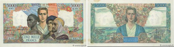 Country : FRANCE 
Face Value : 5000 Francs EMPIRE FRANÇAIS 
Date : 08 octobre 19...