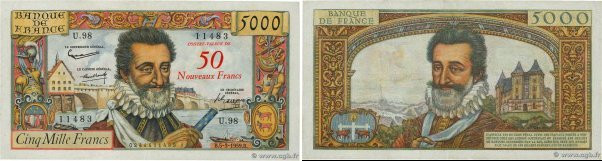 Country : FRANCE 
Face Value : 50 NF sur 5000 Francs HENRI IV 
Date : 05 mars 19...