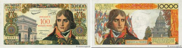 Country : FRANCE 
Face Value : 100 NF sur 10000 Francs BONAPARTE 
Date : 30 octo...