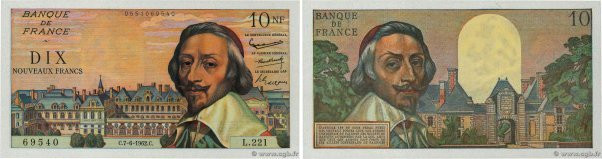 Country : FRANCE 
Face Value : 10 Nouveaux Francs RICHELIEU 
Date : 07 juin 1962...