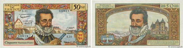 Country : FRANCE 
Face Value : 50 Nouveaux Francs HENRI IV 
Date : 02 juillet 19...
