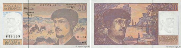 Country : FRANCE 
Face Value : 20 Francs DEBUSSY Modifié 
Date : 1997 
Period/Pr...