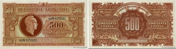 Country : FRANCE 
Face Value : 500 Francs MARIANNE fabrication anglaise 
Date : ...