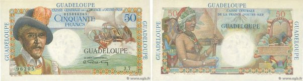 Country : GUADELOUPE 
Face Value : 50 Francs Belain d'Esnambuc 
Date : (1946) 
P...