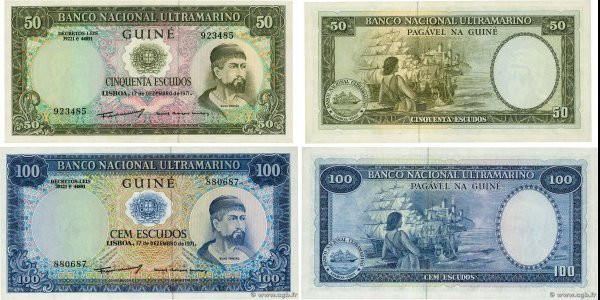 Country : PORTUGUESE GUINEA 
Face Value : 50 et 100 Escudos Lot 
Date : 17 décem...