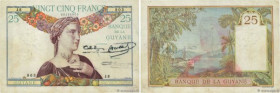 Country : FRENCH GUIANA 
Face Value : 25 Francs 
Date : (1940) 
Period/Province/Bank : Banque de la Guyane 
Catalogue reference : P.7 
Additional refe...