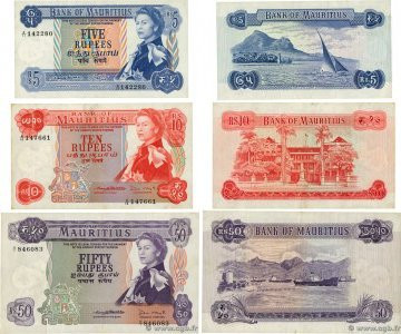 Country : MAURITIUS 
Face Value : 5, 10 et 50 Rupees Lot 
Date : (1967) 
Period/...