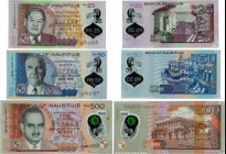 Country : MAURITIUS 
Face Value : 25, 50 et 500 Rupees Lot 
Date : 2013 
Period/Province/Bank : Bank of Mauritius 
Catalogue reference : P.64, P.65 et...