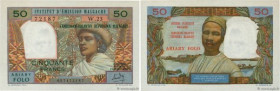 Country : MADAGASCAR 
Face Value : 50 Francs - 10 Ariary 
Date : (1962) 
Period/Province/Bank : Institut d'émission Malgache 
Catalogue reference : P....