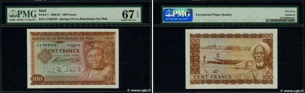 Country : MALI 
Face Value : 100 Francs 
Date : 22 septembre 1960 
Period/Provin...