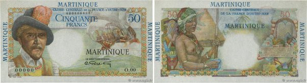 Country : MARTINIQUE 
Face Value : 50 Francs Belain d'Esnambuc Épreuve 
Date : (...