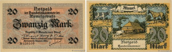 Country : MEMEL 
Face Value : 20 Mark  
Date : 22 février 1922 
Period/Province/...